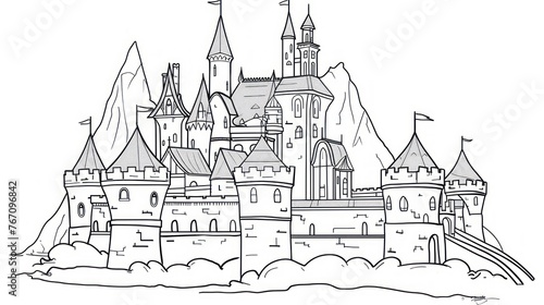 Royal Castle coloring page with lots of details