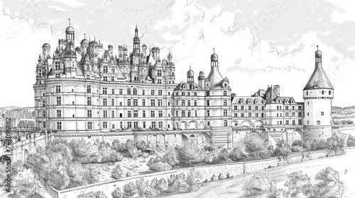 Royal Castle coloring page with lots of details