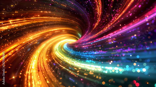 Multicolored vortex energy, cosmic spiral waves, colorful swirl path, dimensional portal, abstract futuristic digital background