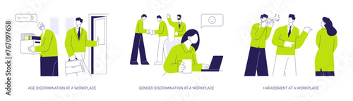 Inequality at workplace abstract concept vector illustrations.
