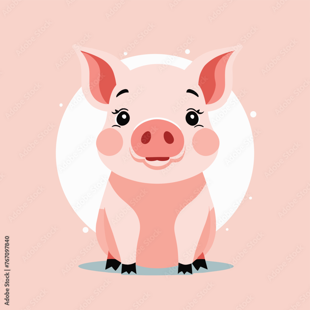 Fototapeta premium Cute pig cartoon illustration vector art