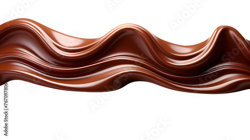 3d render twisted flowing chocolate, isolated on transparent background