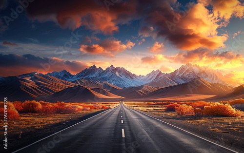 Long Road Leading to Mountains