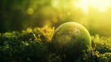 Esfera verde de planeta terra na natureza - Conceito dia da terra