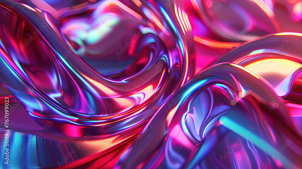 Abstract 3d render, iridescent background design, colorful illustration