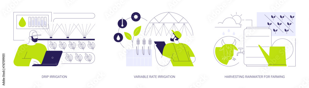 Precision irrigation abstract concept vector illustrations. - obrazy, fototapety, plakaty 
