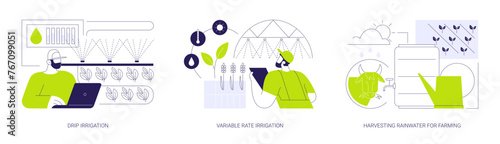 Precision irrigation abstract concept vector illustrations.