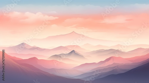 A serene mountain sunrise gradient  with soft pastel pinks and blues melting into golden hues  providing a peaceful backdrop for graphic resources and illustrations.