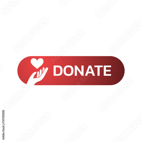 Donate web button. Symbol of financial aid isolated on white background. Vector illustration.