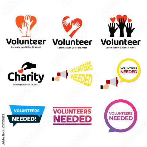 Set of volunteer logo premium vector illustration.