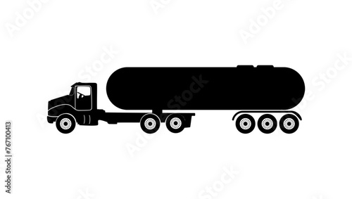 Tank truck, black isolated silhouette