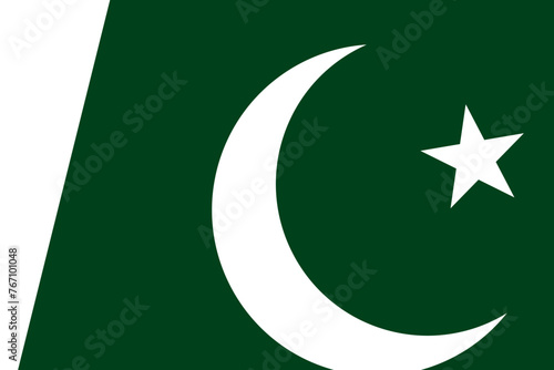 Pakistan flag - rectangular cutout of rotated vector flag.