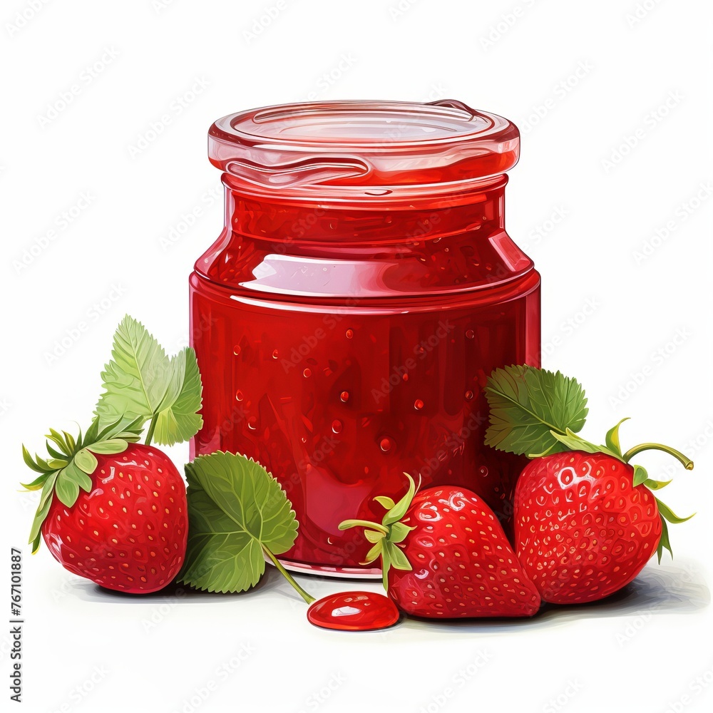 Tasty Strawberry Jam isolated on white background
Tasty Strawberry Jam isolated on white background