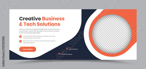 Minimalist modern web cover banner with abstract shapes for business ads