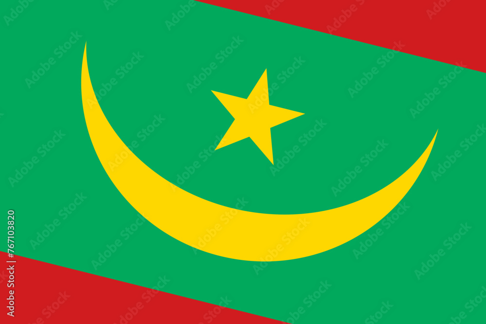 Mauritania flag - rectangular cutout of rotated vector flag. Mauritania flag - rectangular cutout of rotated vector flag.