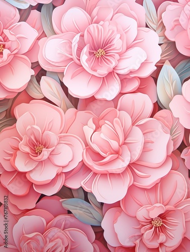 Camelliaisolated background, 3D cartoon, pastel, watercolor tone photo