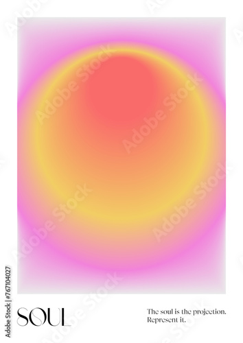 Positive Aura Gradient poster. Y2k style blurred gradient. Soul aura aesthetic. Colourful spiritual poster. Trendy wall art. Futurism vector art. Red, pink, yellow. Print, wallpaper, web template.