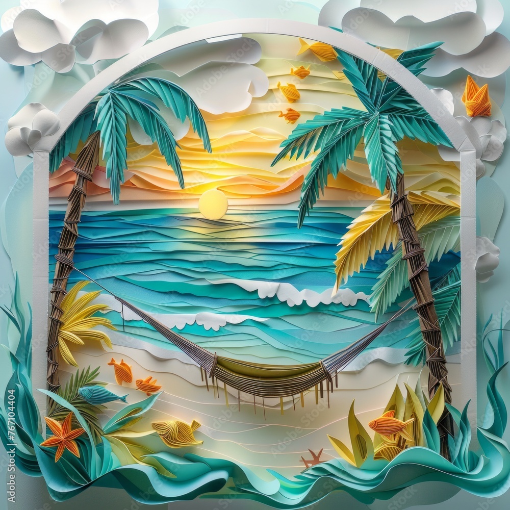 Origami Paper Town: Tropical Vacation Essence

