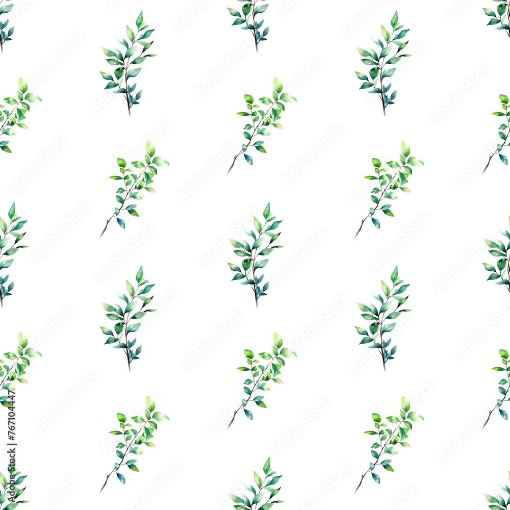 Watercolor seamless pattern with leaves on white background. Watercolor seamless pattern with leaves on white background.