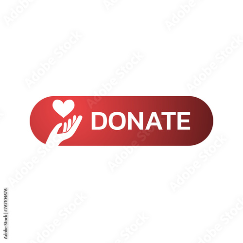 Donate web button. Symbol of financial aid isolated on white background. Vector illustration.