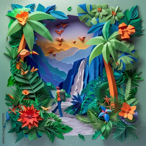 Origami Paper Town  Tropical Jungle Adventure Essence  