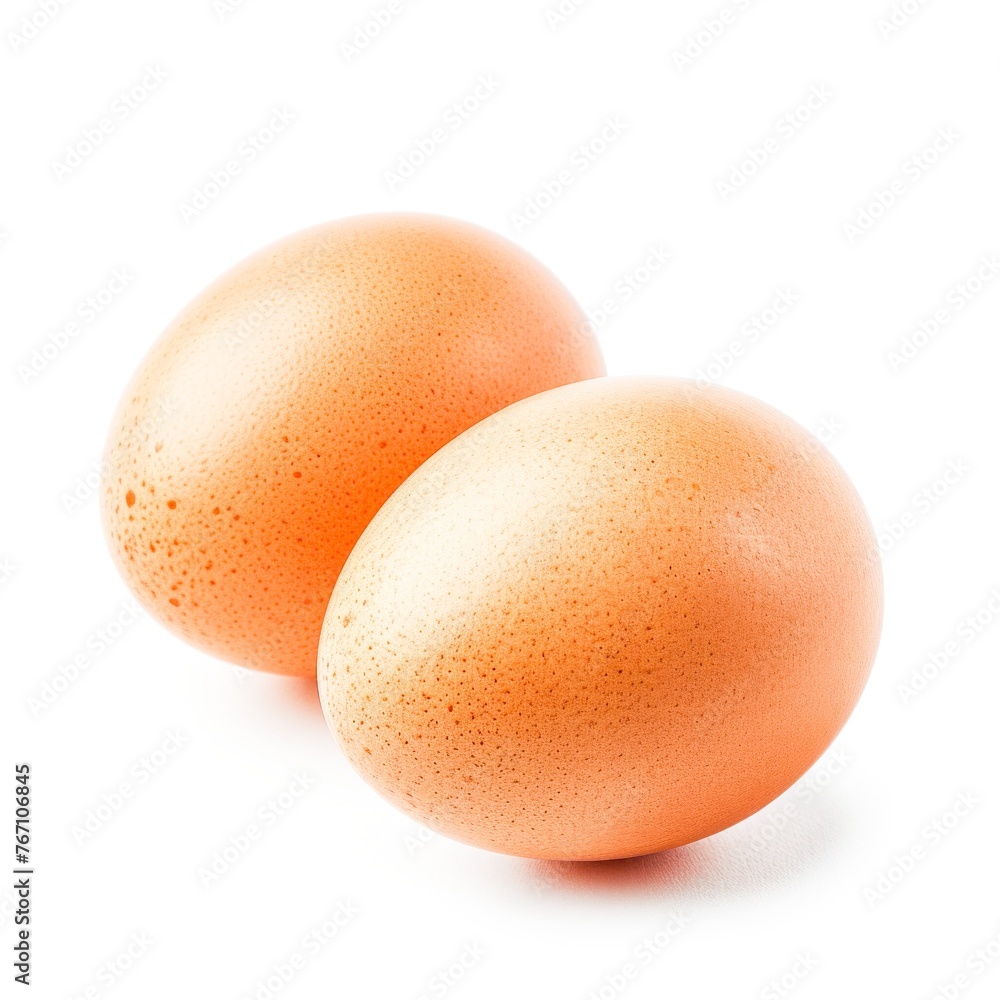 Two eggs lie on a white surface next to each other Two eggs lie on a white surface next to each other