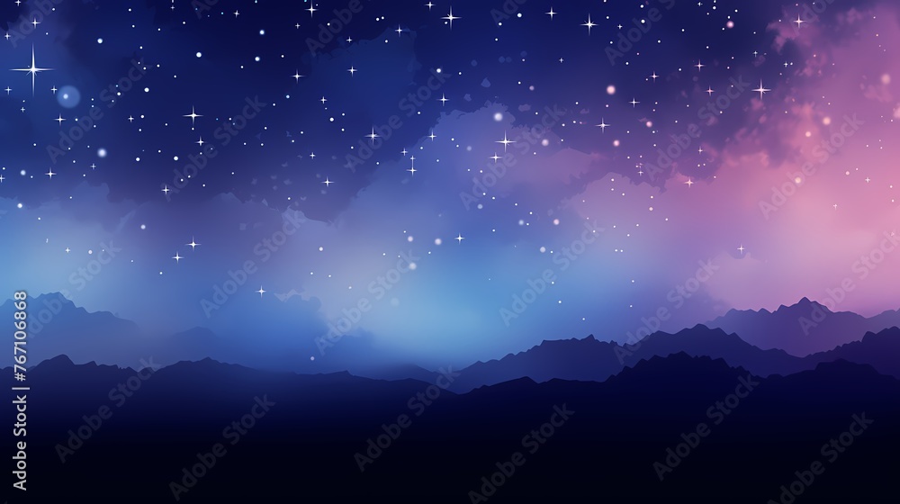 A celestial night sky gradient, featuring deep indigos, twinkling stars, and hints of cosmic purples, ideal for adding a touch of mystique to graphic resources.