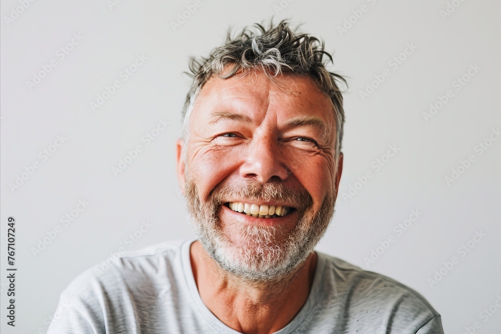 Portrait of a senior man with grey hair and beard smiling at the camera Portrait of a senior man with grey hair and beard smiling at the camera