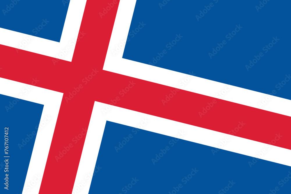 Naklejka premium Iceland flag - rectangular cutout of rotated vector flag.