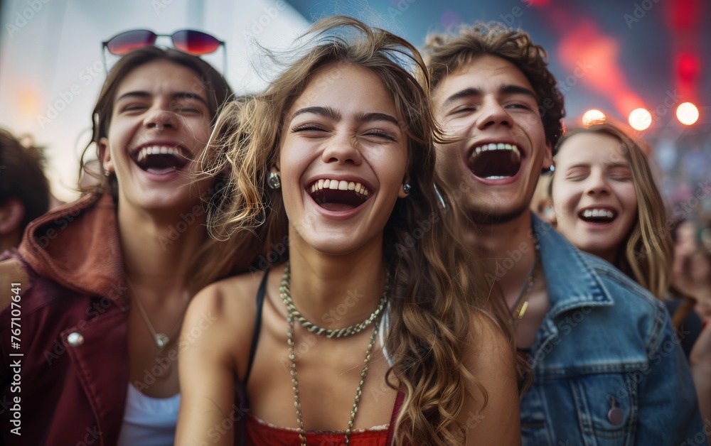 A group of people are smiling and laughing together A group of people are smiling and laughing together