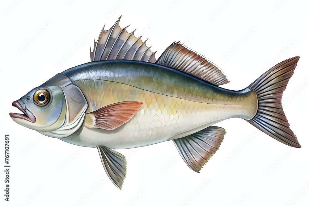 Realistic Perch Fish Illustration Underwater Freshwater Realistic Perch Fish Illustration Underwater Freshwater