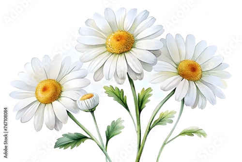Watercolor Daisy Flowers Illustration Botanical Art