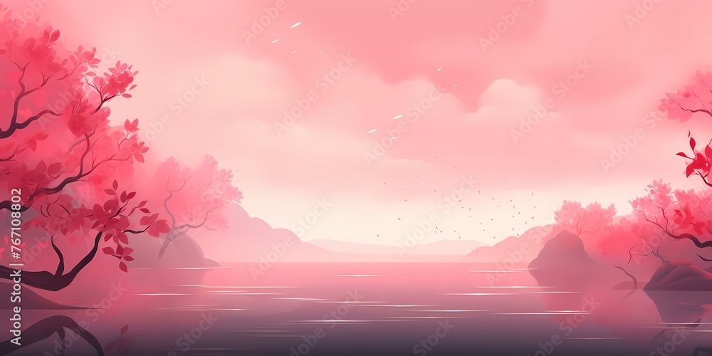 A serene gradient background, transitioning from delicate coral to deep ruby, enveloping the scene in a soothing yet vibrant glow, perfect for design inspiration.