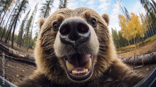 Close-up selfie portrait of a bear. © vlntn