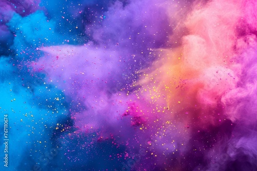 Vibrant Powder Explosion, Joyful Holi Festival Celebration with Radiant Colors