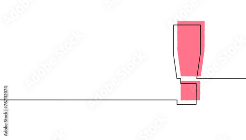One continuous line drawing of exclamation mark. Single line icon.