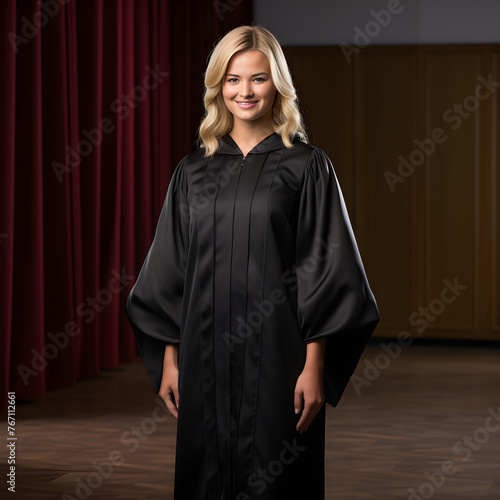 Ceremonial Elegance: A Showpiece of Academic Regalia - Black Gown with Hood