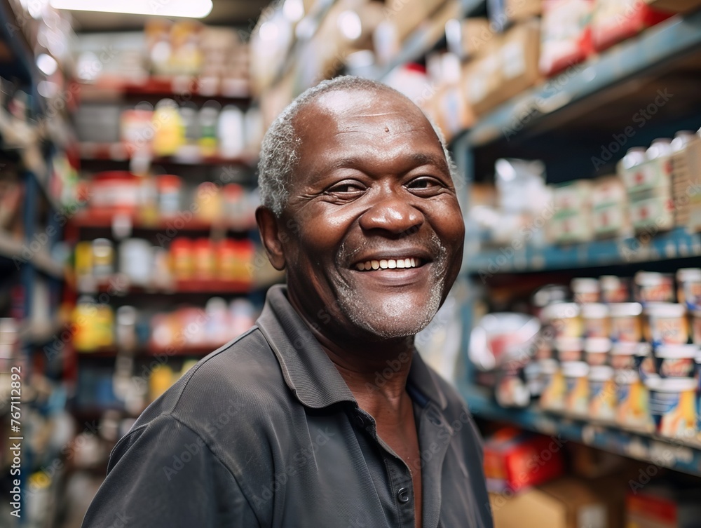 African Old Man Smiling at Supermarket African Old Man Smiling at Supermarket