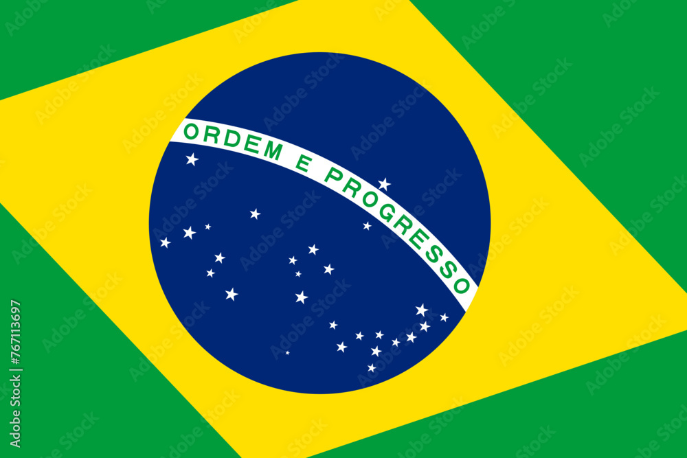 Fototapeta premium Brazil flag - rectangular cutout of rotated vector flag.