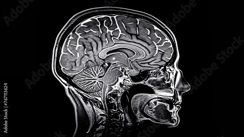 Radiografia, resonancia magnética de un cráneo humano