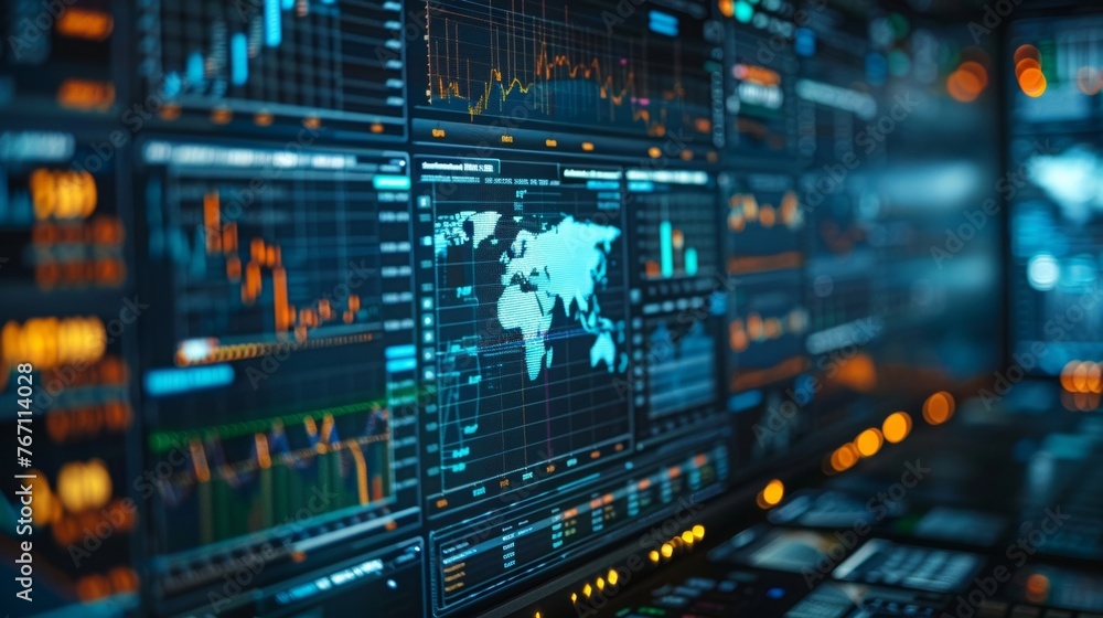 A comprehensive look at a financial display on a laptop screen, showcasing up-to-the-minute worldwide economic information A comprehensive look at a financial display on a laptop screen, showcasing up-to-the-minute worldwide economic information