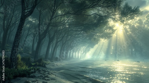 Atmosphere: A mystical forest where the trees emit a soft