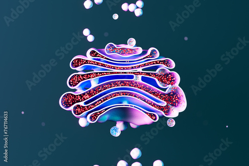 Obraz na płótnie Vibrant Abstract Art Illustration of Golgi Apparatus Cellular Energy Concept w salonie