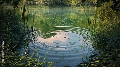 Tranquil Pond Oasis with Rustling Reeds