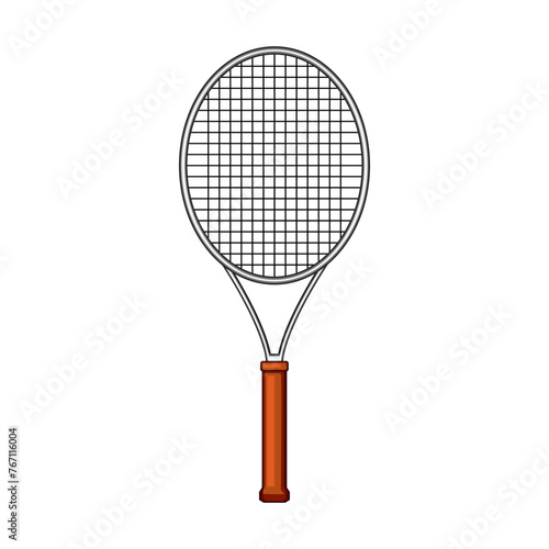 court tennis racket cartoon. sport symbol, equipment outline, strings championship court tennis racket sign. isolated symbol vector illustration © PikePicture