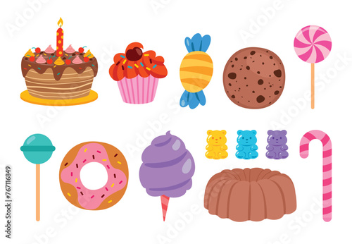 Set Of Cakes and Desserts