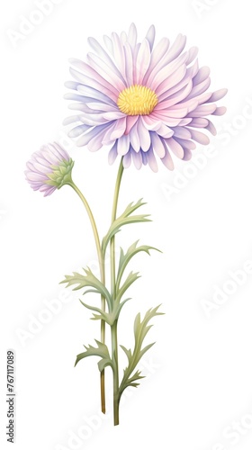 D Cartoon Aster Blooms with Pastel Watercolor Hues