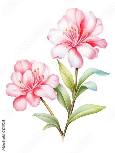 D Cartoon Rhododendron in Vibrant Pastel Watercolor Tones
