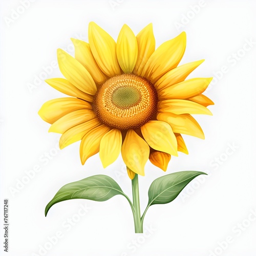 D Cartoon Sunflower in Pastel Watercolor Tone Vibrant Botanical Art