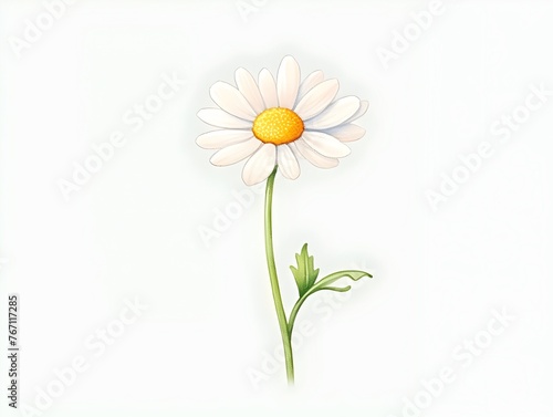 Delicate Daisy Blossom in Pastel Watercolor Tone on Isolated Background